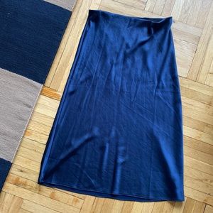 Madewell Satin Midi Slip Skirt - Navy